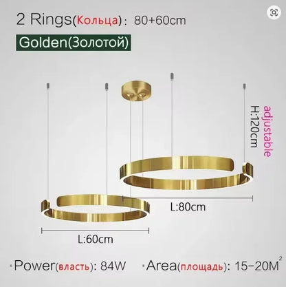Modern Ring LED Pendant Light in Black or White