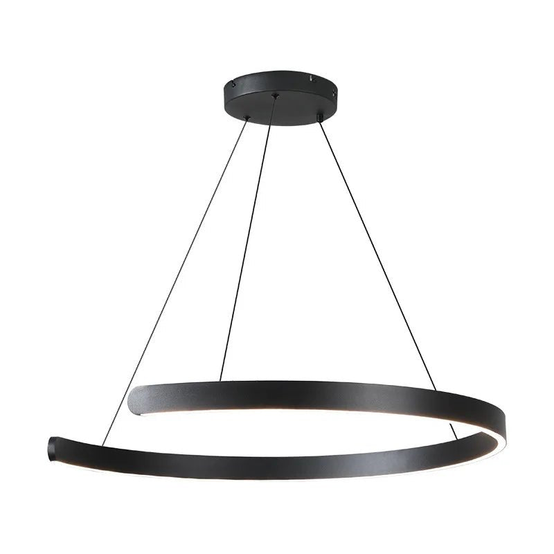 Modern Ring LED Pendant Light in Black or White - Decorbites