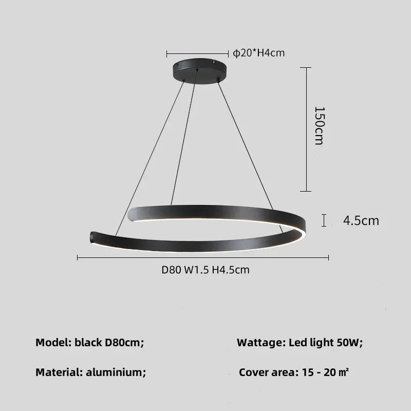 Modern Ring LED Pendant Light in Black or White - Decorbites