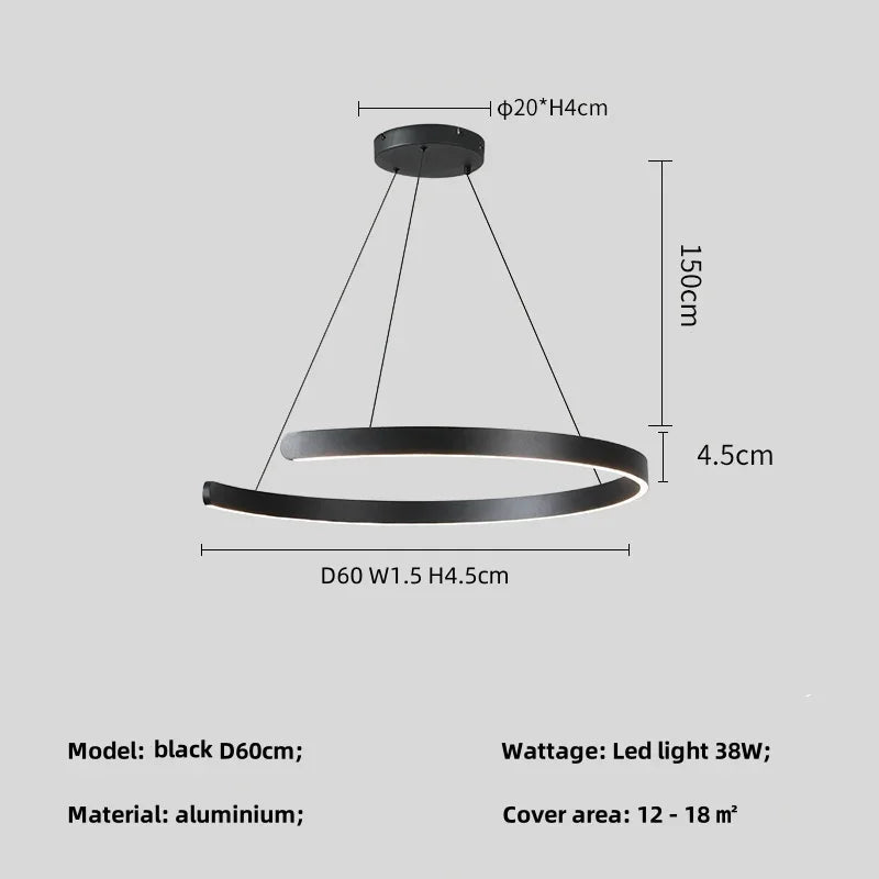 Modern Ring LED Pendant Light in Black or White - Decorbites
