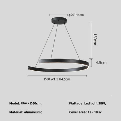 Modern Ring LED Pendant Light in Black or White - Decorbites
