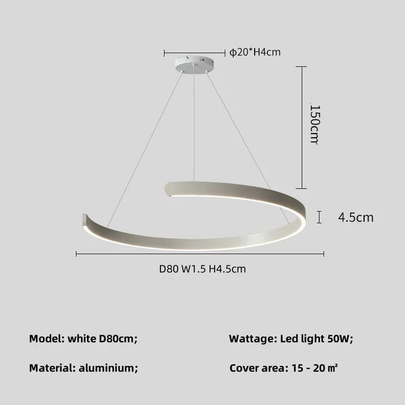 Modern Ring LED Pendant Light in Black or White - Decorbites