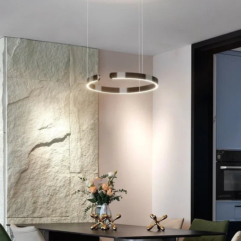 Modern Ring LED Pendant Light in Black or White - Decorbites