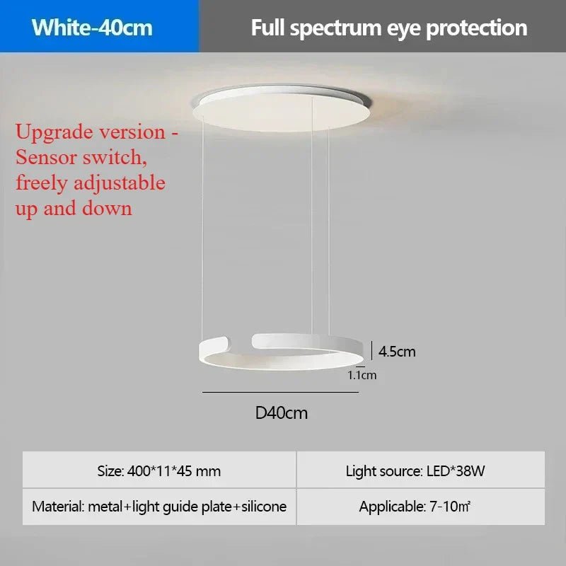 Modern Ring LED Pendant Light in Black or White - Decorbites