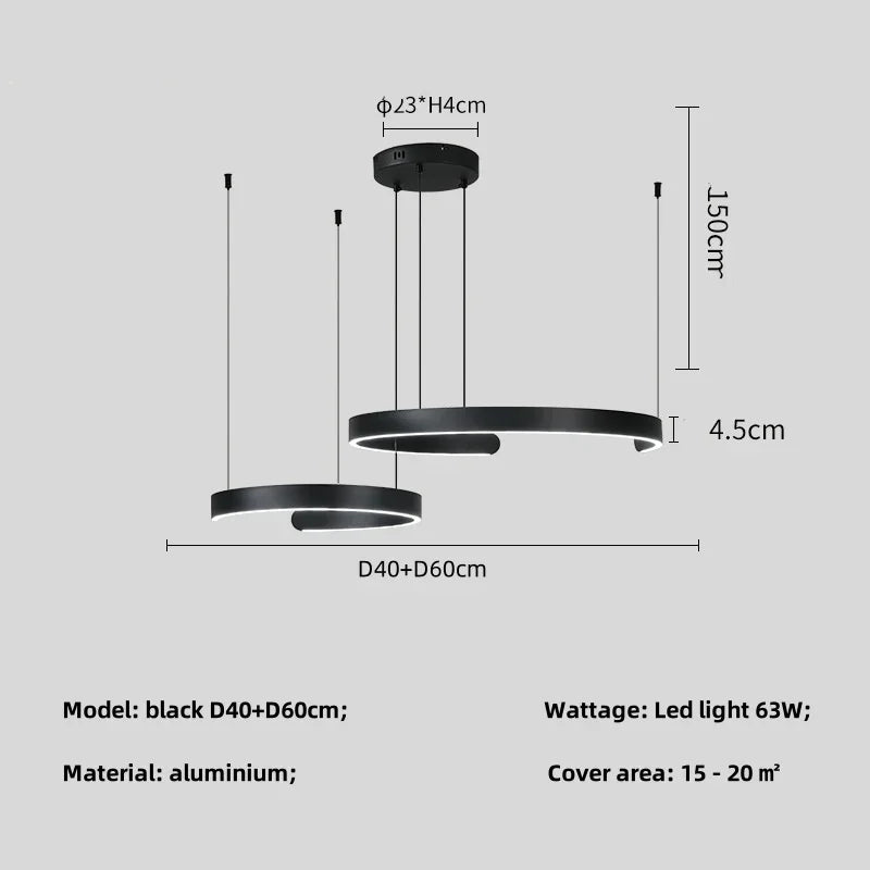 Modern Ring LED Pendant Light in Black or White - Decorbites