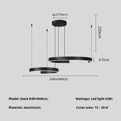 Modern Ring LED Pendant Light in Black or White - Decorbites