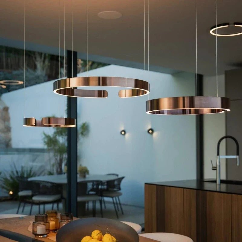 Modern Ring LED Pendant Light in Black or White - Decorbites