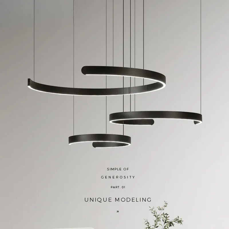 Modern Ring LED Pendant Light in Black or White - Decorbites