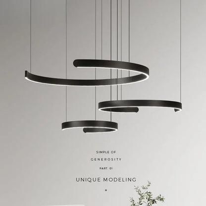 Modern Ring LED Pendant Light in Black or White - Decorbites