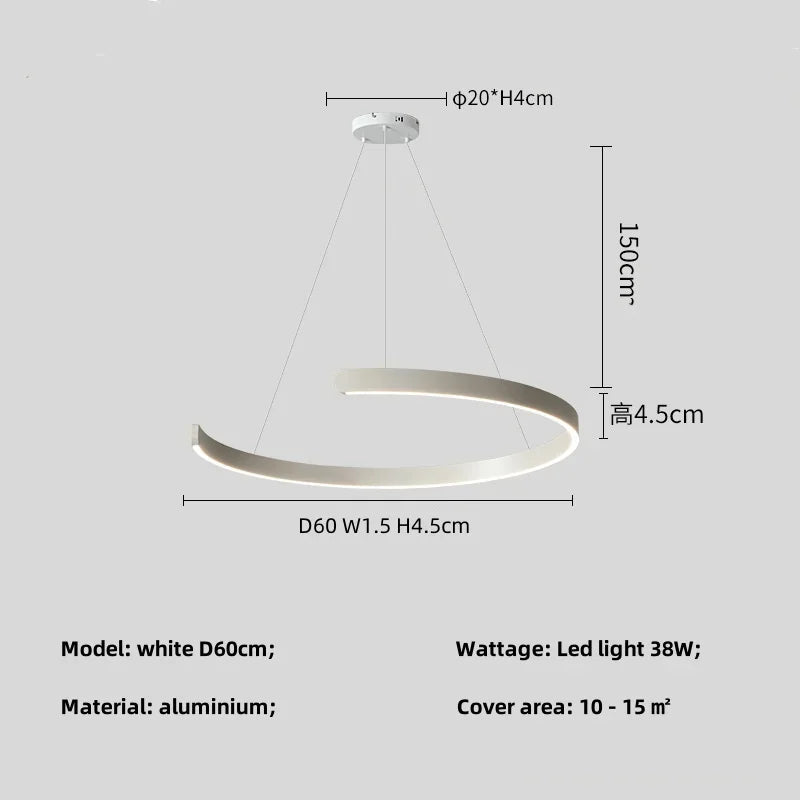 Modern Ring LED Pendant Light in Black or White - Decorbites