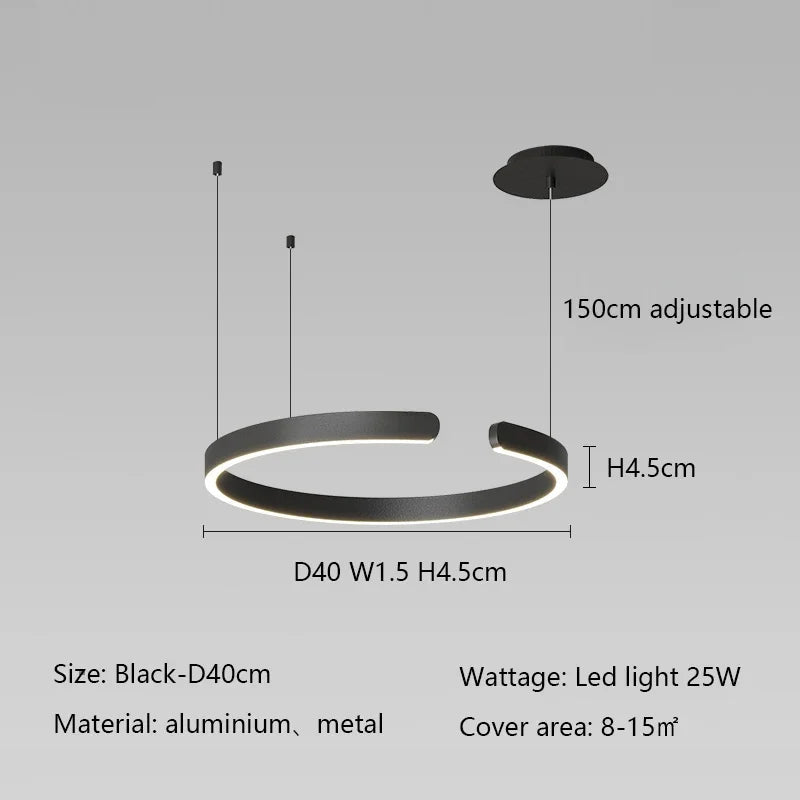 Modern Ring LED Pendant Light in Black or White - Decorbites