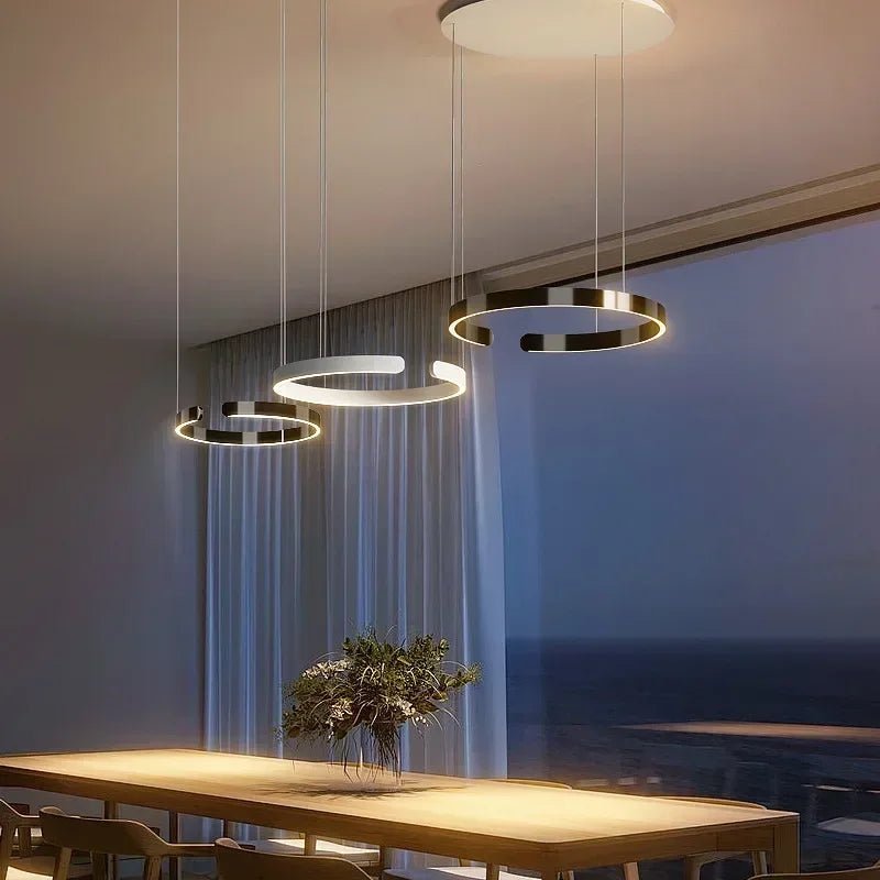 Modern Ring LED Pendant Light in Black or White - Decorbites
