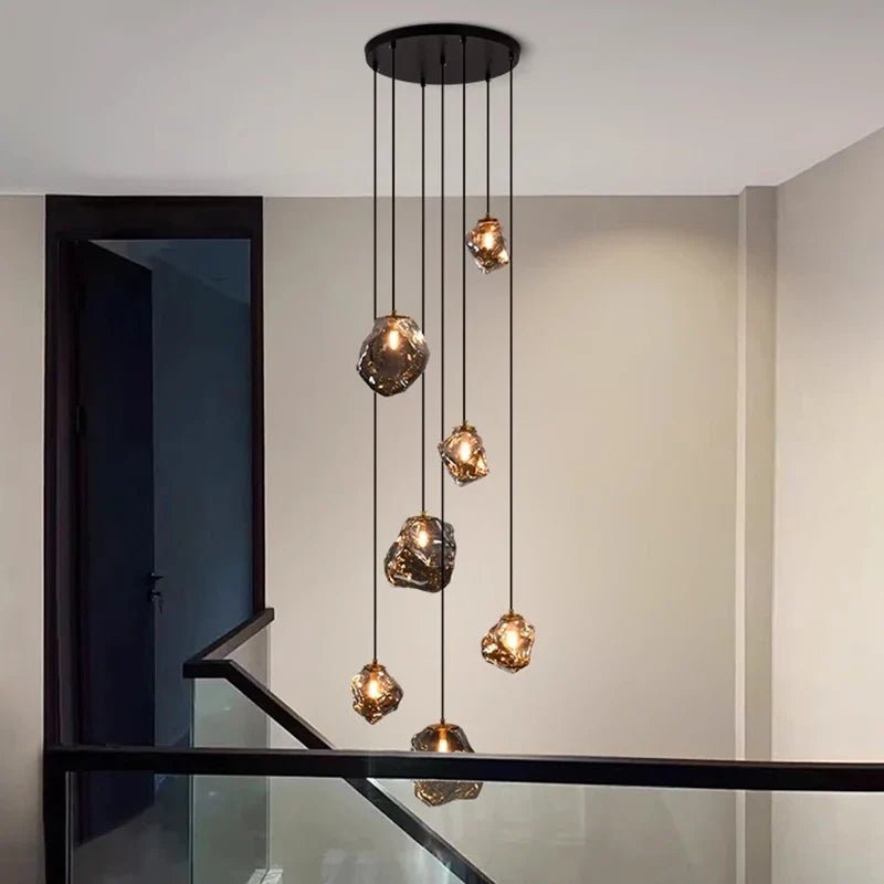 Modern Ring Pendant Chandelier in Iron, Acrylic, Glass - Decorbites