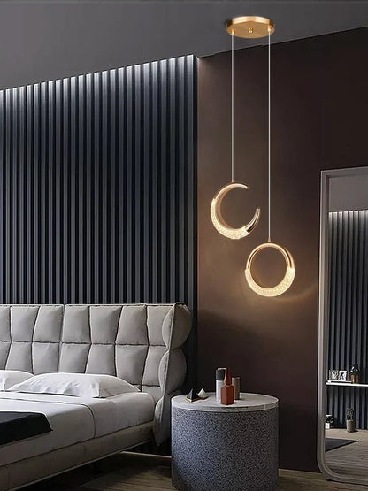 Modern Ring Pendant Light in Acrylic and Plated Metal - Decorbites
