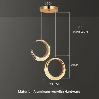 Modern Ring Pendant Light in Acrylic and Plated Metal - Decorbites