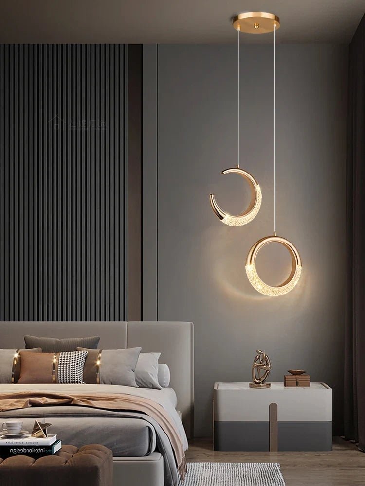 Modern Ring Pendant Light in Acrylic and Plated Metal - Decorbites