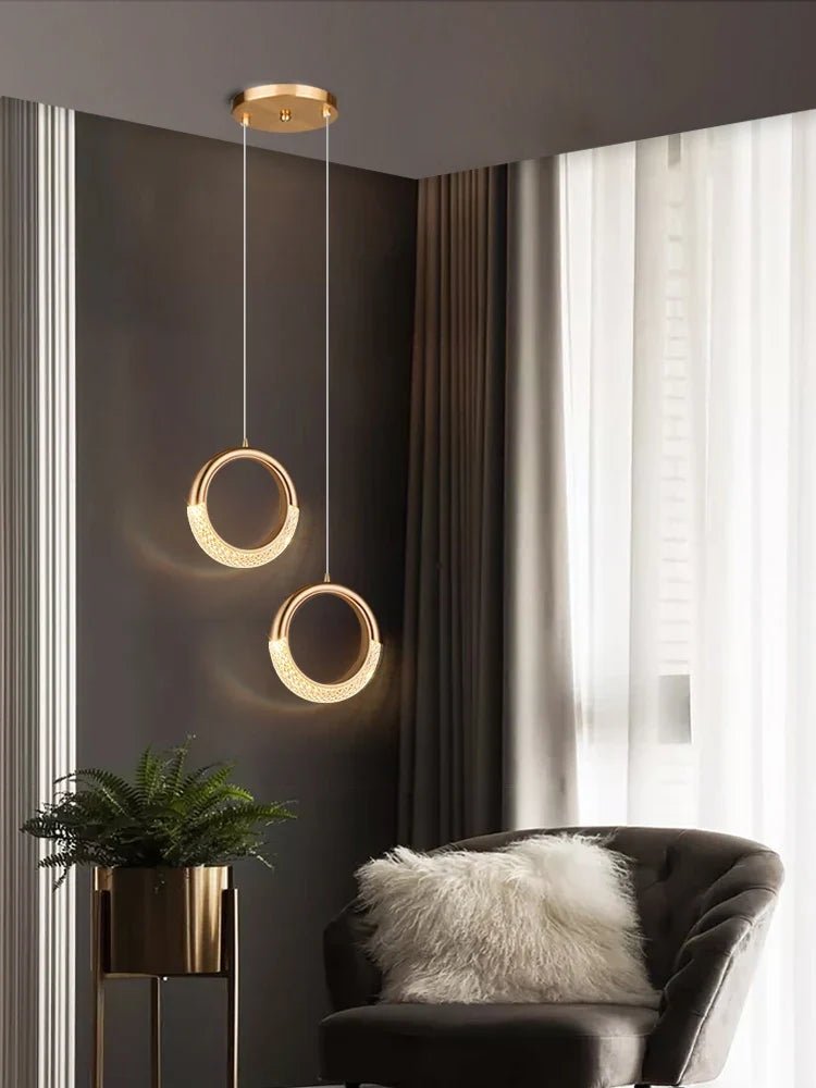 Modern Ring Pendant Light in Acrylic and Plated Metal - Decorbites