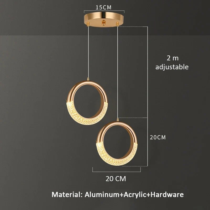 Modern Ring Pendant Light in Acrylic and Plated Metal - Decorbites