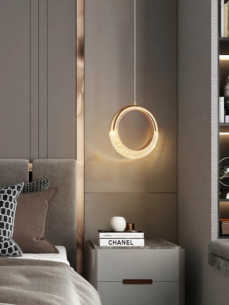 Modern Ring Pendant Light in Acrylic and Plated Metal - Decorbites