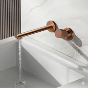 Modern rose gold aitana wall-mounted bathroom faucet with copper finish high-quality ceramic valve and textured knob