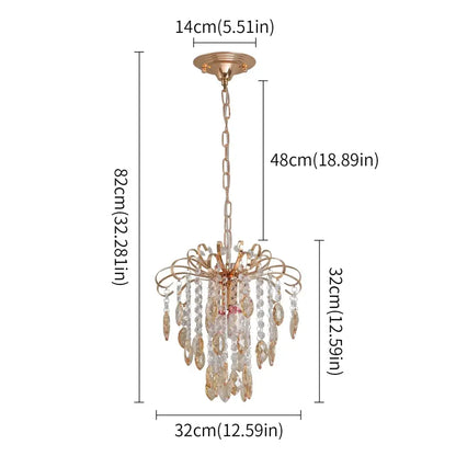 Modern rose gold pendant light with cascading amber and clear crystal droplets decorbites crystal led pendant