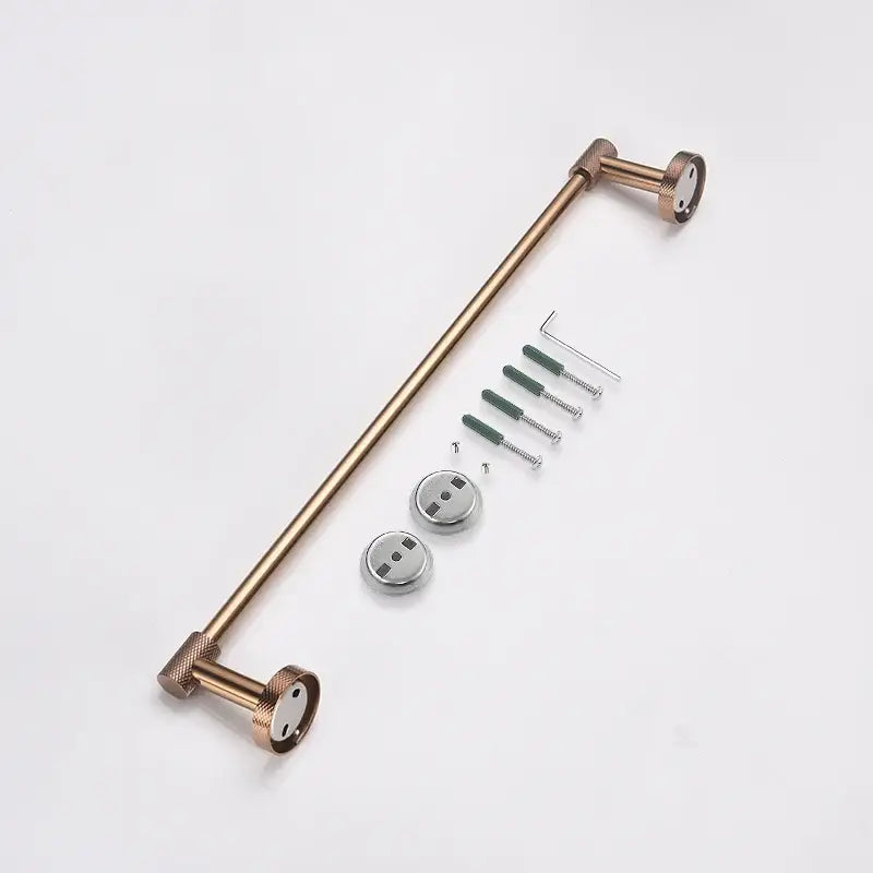 Modern rose gold and brushed gold stainless steel towel rack with brass finish and chrome hardware for decorbites bathroom accessories