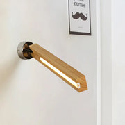 Modern rotatable beige wood wall light with sleek rectangular design and warm led inch fixture for bedroom use
