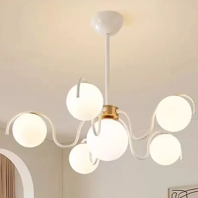 Modern Round Glass Pendant Light in Iron and White - Decorbites