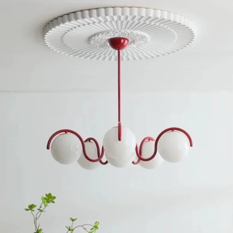 Modern Round Glass Pendant Light in Iron and White - Decorbites
