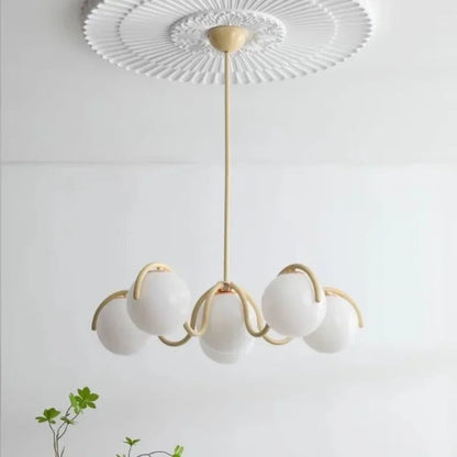 Modern Round Glass Pendant Light in Iron and White - Decorbites