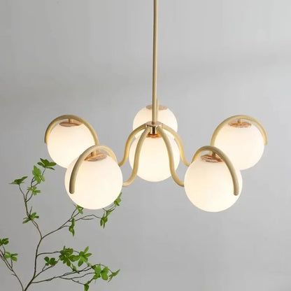 Modern Round Glass Pendant Light in Iron and White - Decorbites