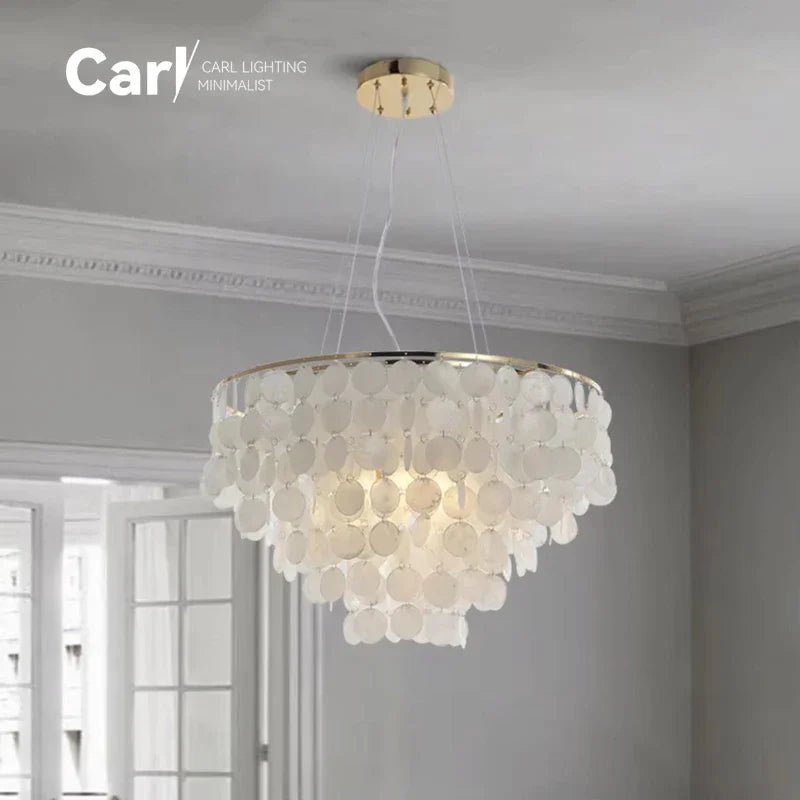 Modern Shell Pendant Chandelier in Gold or Chrome - Decorbites