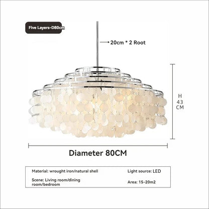 Modern Shell Pendant Chandelier in Gold or Chrome