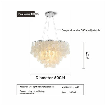 Modern Shell Pendant Chandelier in Gold or Chrome - Decorbites