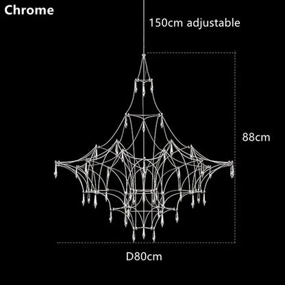 Modern silver and golden lustre crystal chandelier with spiderweb design and adjustable height for living room decorbites golden lustre
