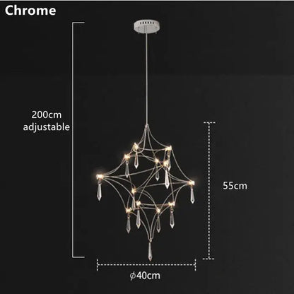 Modern silver and golden lustre crystal chandelier with chrome finish, starburst design, and warm led lights by decorbites golden lustre