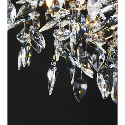 Modern silver and black decorbites crystal pendant chandelier with cascading faceted teardrop glass pendants for dining room
