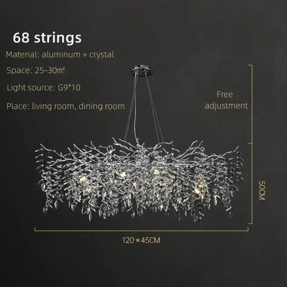 Modern silver and black crystal pendant chandelier with branching aluminum frame and leaf-shaped crystals for dining rooms decorbites crystal pendant