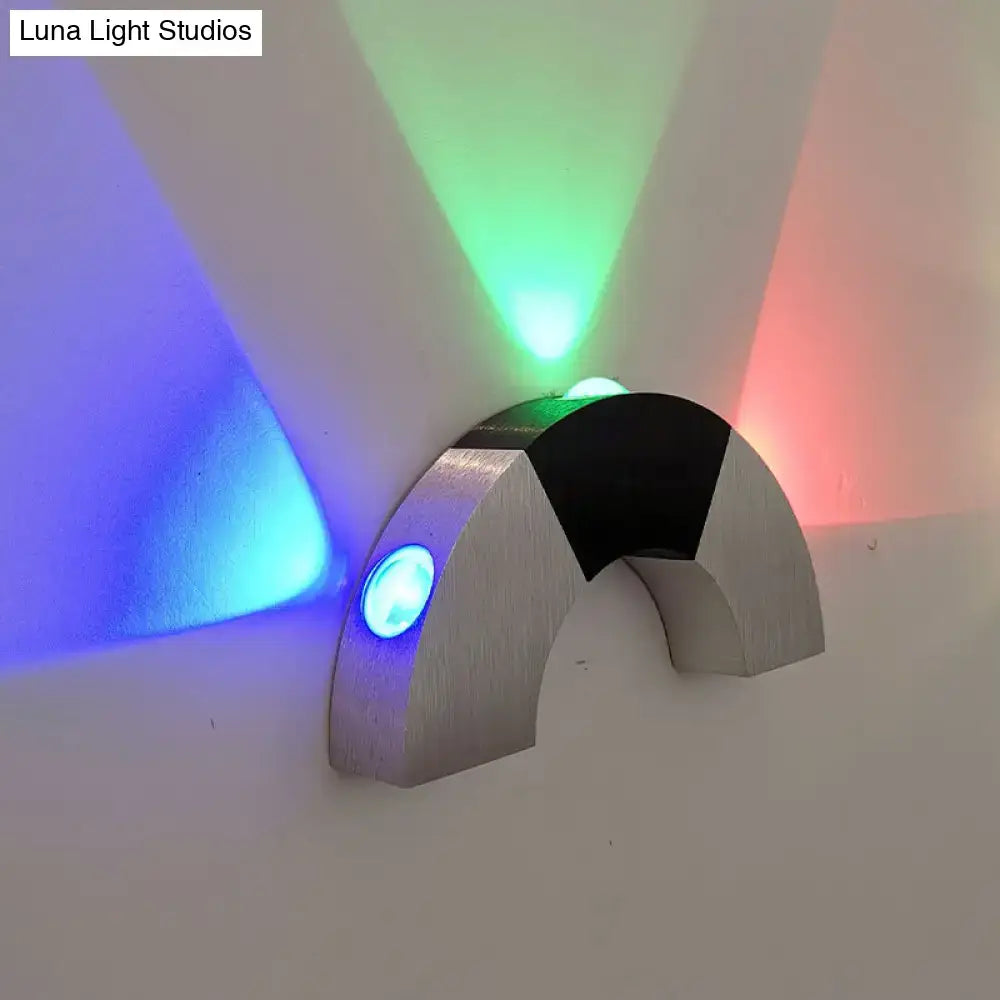 Modern silver and black rgb color led wall light with brushed metallic finish and vibrant green blue red rgb color lighting