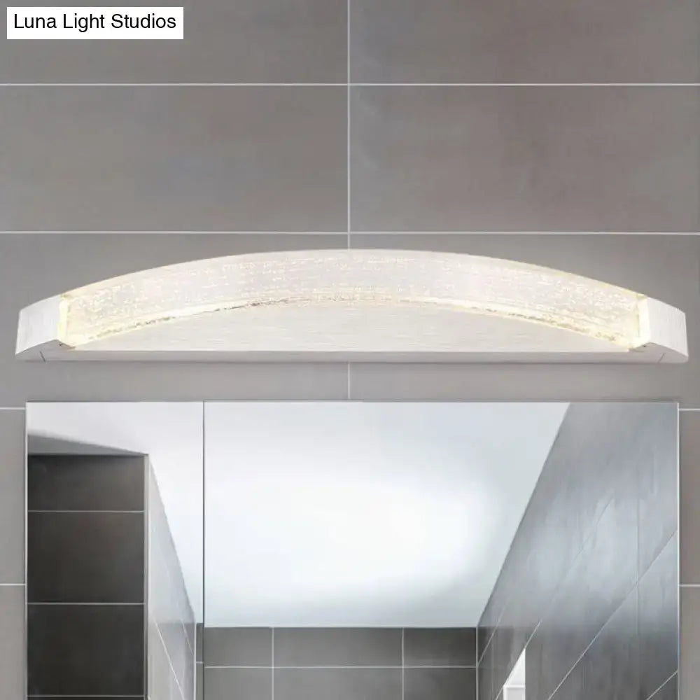 Modern silver bubble crystal wall mount vanity light with arched white acrylic diffuser and embedded led strip 110v-120v
