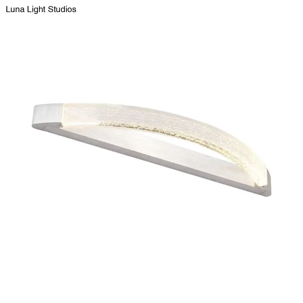 Modern silver wall mount bubble crystal vanity light with curved frosted glass diffuser and 110v-120v led strip