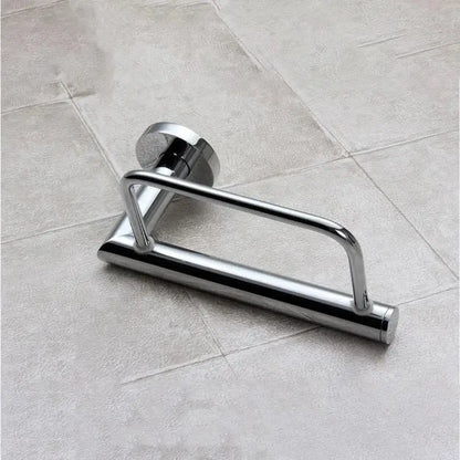 Modern silver chrome toilet paper holder in stainless steel with sleek rounded handle by decorbites euro silver