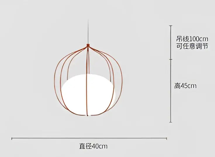 Modern silver and copper birdcage pendant light with thin metal wire frame and white illuminated globe for dining room decorbites pendant light