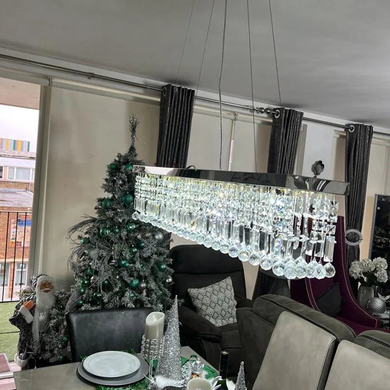Modern Silver Crystal Chain Pendant Chandelier - Decorbites