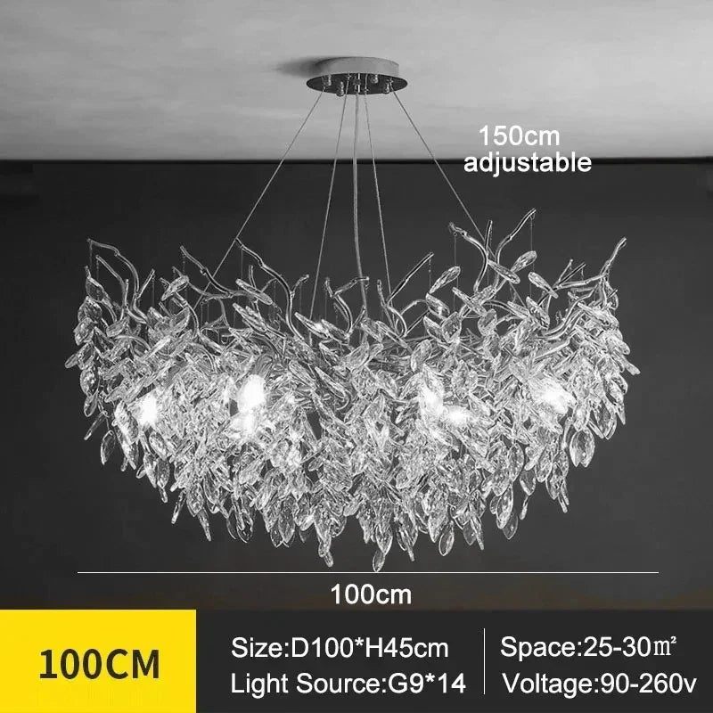 Modern Silver Crystal Chain Pendant Chandelier - Decorbites