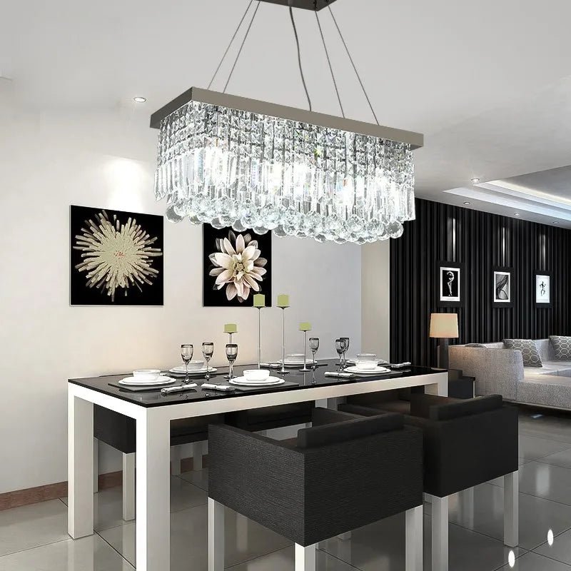 Modern Silver Crystal Chain Pendant Chandelier - Decorbites