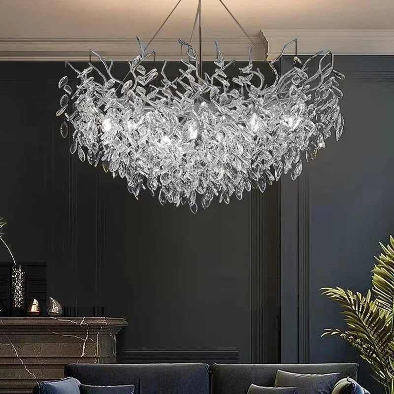 Modern Silver Crystal Chain Pendant Chandelier - Decorbites