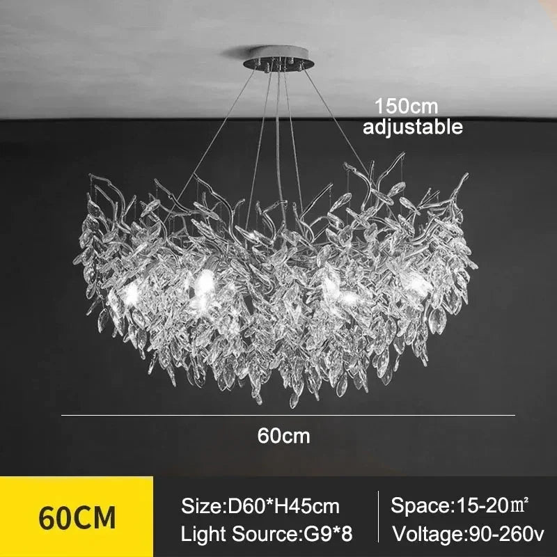 Modern Silver Crystal Chain Pendant Chandelier - Decorbites