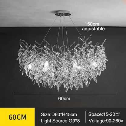 Modern Silver Crystal Chain Pendant Chandelier - Decorbites