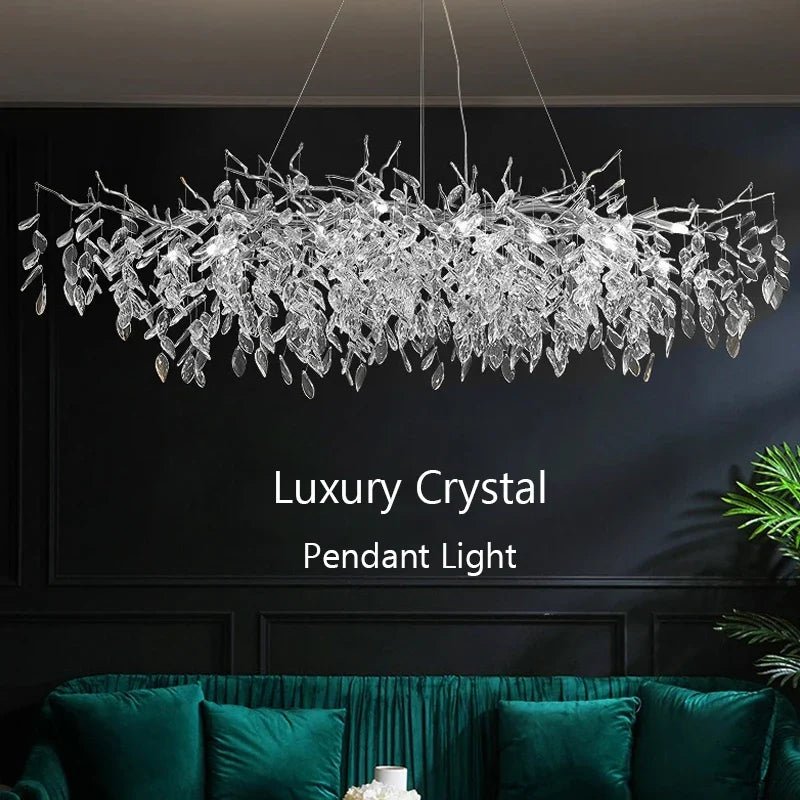 Modern Silver Crystal Chain Pendant Chandelier - Decorbites